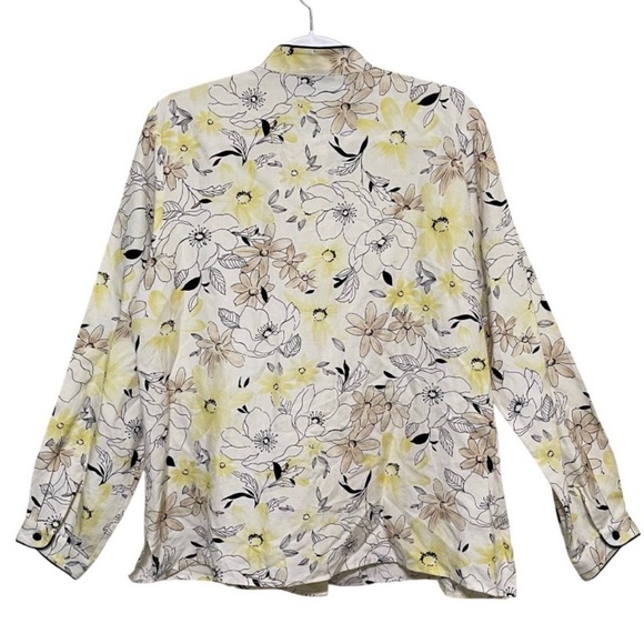 Pendleton Silk Linen Button Up Shirt Floral Long Sleeve Asian Inspired Size 14 - Picture 9 of 14